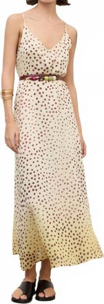 ottod'Ame Crossed Shoulder Straps Slip Long Dress In Yellow/brown Spots