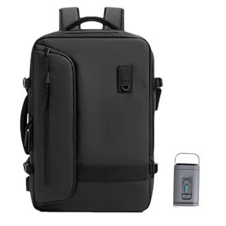 LOKASS Sac à Dos à Compression 60L Extensible - Sac De Voyage Souterrain Avec Pompe & Airbag, Sac à Dos TSA Avec Poche PC 17" Imperméable Pour Avion, Travail Et Week-end