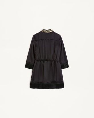 Valentino Top In Doppia Duchesse Lavata Ricamato Donna NERO/MULTICOLOR 44