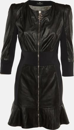 Elisabetta Franchi Black Faux Leather Mini Dress