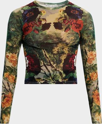 Alice & Olivia Forbidden Forest Delaina Mesh Top