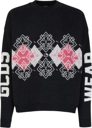 GCDS Hello Kitty Trui - Dames - Ronde hals truien - Zwart - L - Wol - Truien & Vesten