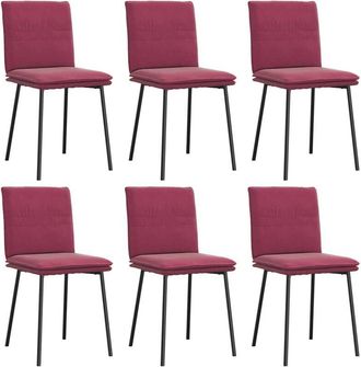 vidaXL Sillas De Comedor 6 Unidades Terciopelo Rojo Tinto Vidaxl