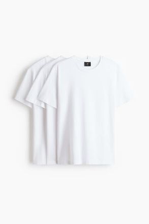 H&M 3-pack Slim Fit T-shirts in White at Nordstrom, Size X-Small