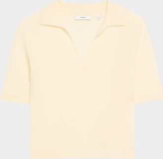Vince Mulberry Silk and Cashmere Polo Top