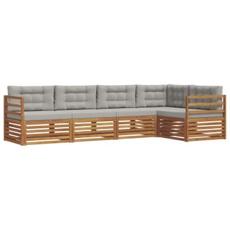 vidaXL Conjunto De Sof&aacute;s De Exterior 5 Pcs Gris Natural Y Claro Vidaxl