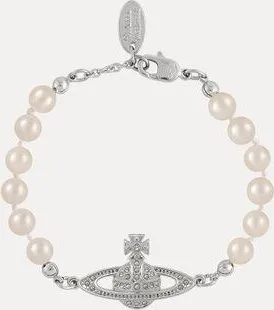 Vivienne Westwood Mini Bas Relief Pearl Bracelet Silver Swarovski Pearls Women