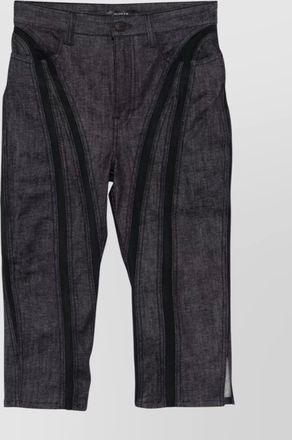 MUGLER straight cropped trousers side slits
