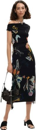Desigual vestito midi collage nero