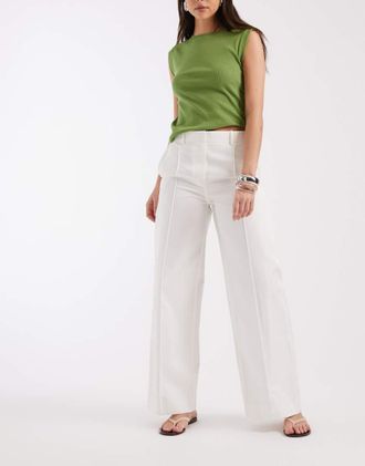 & Other Stories Pantaloni a fondo ampio a vita bassa in cotone bianco sporco
