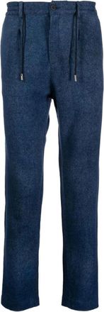 Avant Toi Straight Trousers, male, Blue, L, Blue Wool-Cashmere Drawstring Trousers