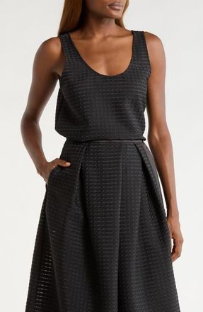 Emporio Armani Vichy 3D Jacquard Crop Top in Solid Black at Nordstrom, Size 10 Us