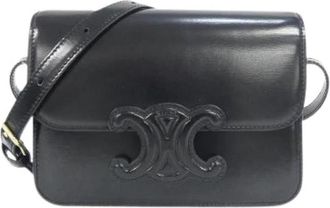 Celine Pre-owned Teen Cuir Triomphe Calf Shoulder Bag - Dames - Vintage Schoudertas - Zwart - ONE Size - Leer - Vintage