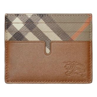 Burberry Tall Pop Check Card Holder Wallet Finch Brown Hazel Brown 8127567