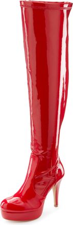 Lascana Overkneestiefel »High-Heel-Stiefelette mit Plateau,« in erotischer Lack-Optik