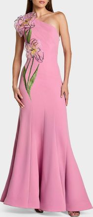 Mac Duggal Floral Appliqu&eacute; One-Shoulder Gown