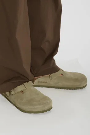 Birkenstock Suede Mules Boston BS, Womens, Green