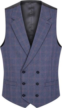 Luigi Bianchi Mantova Gekruid Vest - Heren - Gillet - Blauw - 3XL - Wol - Kostuums