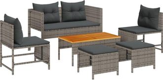 vidaXL Garden Sofa Set 6 pcs Grey, dark grey Poly Rattan Vidaxl