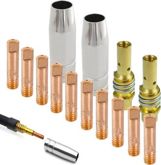 OEM Kit De Accesorios Para Soldadura A Gas De 14 Piezas, Consumibles De Desgaste Para Antorcha De Soldadura Mig/mag Mb15ak, Kit De Accesorios, 2 Boquillas