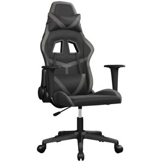 vidaXL Silla Gaming De Masaje Cuero Sint&eacute;tico Negro Y Gris Vidaxl