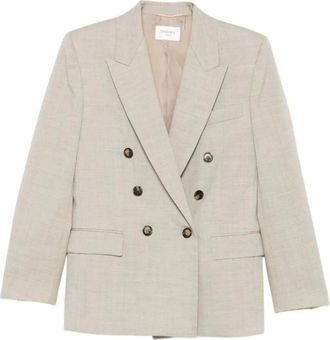 Saint Laurent Jassen, Dames, Beige, L, Wol, Double-Breasted Jasje