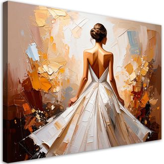 Artgeist Quadro Su Tela, Donna In Elegante Abito Bianco - 90x60