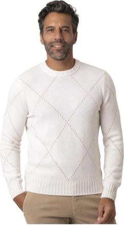 Gran Sasso Trui met ronde hals - Heren - Cashmere truien - Wit - 2XL - Kasjmier - Truien & Vesten