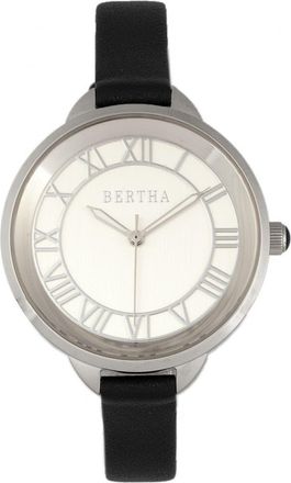 Bertha Sunglasses Madison Sunray Dial Leather-Band Watch in Black/silver at Nordstrom