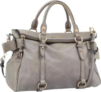 Miu Miu Pre-owned Hand Bag - Dames - Vintage Handtas - Grijs - ONE Size - Leer - Vintage