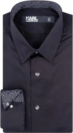 Karl Lagerfeld Lange Mouwen Katoenen Shirt - Heren - Casual Overhemden - Zwart - M - Katoen - Overhemden