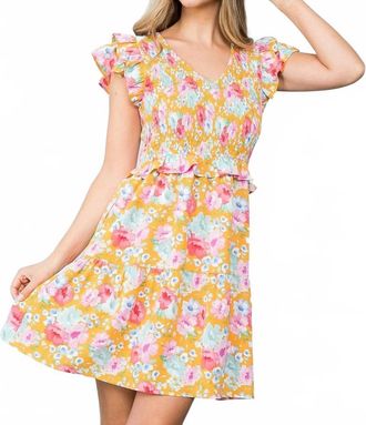 THML Clothing Marianne Mini Dress In Yellow