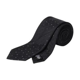 Emporio Armani Accessoires, Heren, Zwart, ONE Size, Zijden Stropdas met Stippenpatroon