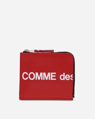 Comme Des Garçons Huge Logo Zip Around Wallet Red