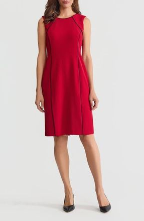 Kasper Piping Sleeveless Sheath Dress in Fire Red/Black at Nordstrom, Size 10
