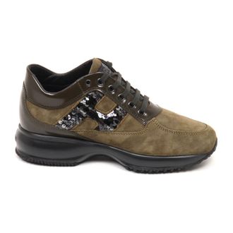 Hogan Sneakers, female, Green, Size: 5 1/2 US Interactive Sequin Shoes