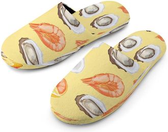 Generic Oyster And Shrimp Mens Cotton Slippers Memory Foam Comfort House Shoes Winter Indoor Slipper for Hotel Casa Spa