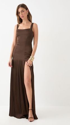 Misspap Premium Pleated Skirt Bridesmaid Dress in Chocolate at Nordstrom, Size 4