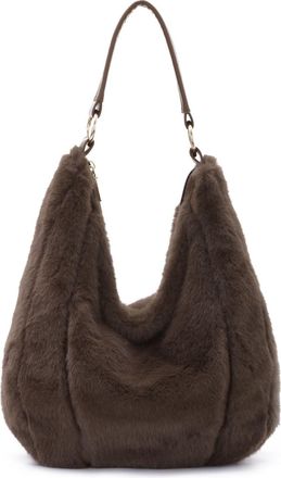 Generic Women Fluffy Shoulder Bag Faux Fur Soft Handbag Plush Furry Crossbody Bag(Coffee)
