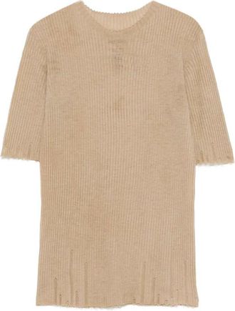 Uma Wang geschulpt geribbeld wollen T-shirt