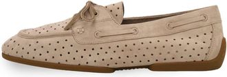 Cesare Gaspari Schoenen, Dames, Beige, 40 EU, Leer, Perforated Suede Drive Loafers