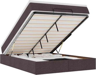 vidaXL Vidaxl - Estructura Cama Otomana Colch&oacute;n Tela Marr&oacute;n Oscuro 140x200cm
