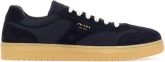 Prada Navy Blue Color Block Sneakers