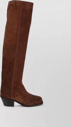 Ermanno Scervino stretch calfskin knee boot brogue detail
