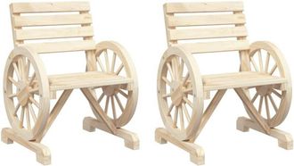 vidaXL Vidaxl - Sillas De Jard&iacute;n 2 Uds Madera Maciza De Abeto 58x58x78,5 Cm