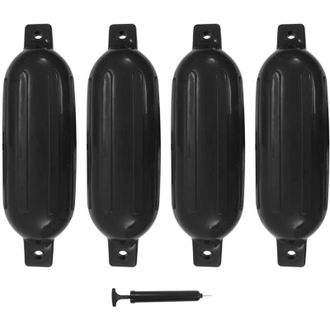 vidaXL Parachoques Para Barco 4 Unidades Pvc Negro 58,5x16,5 Cm Vidaxl