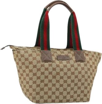 Gucci Pre-owned Handbags, female, Beige, Size: ONE SIZE Pre-owned GG Canvas Tote