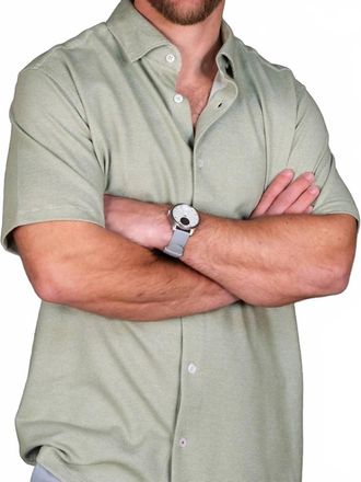 Stone Rose Mens Technical Pique Button Down Shirt In Olive