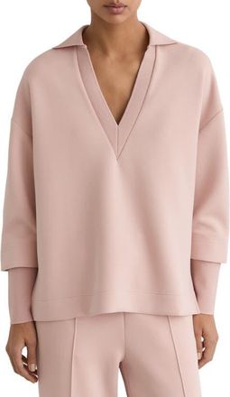 Reiss Bernie Johnny Collar Sweatshirt in Pale Pink at Nordstrom, Size X-Large