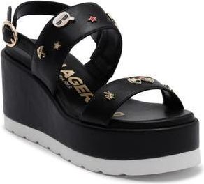Karl Lagerfeld Cleome Slingback Platform Wedge Sandal in Black at Nordstrom Rack, Size 8.5